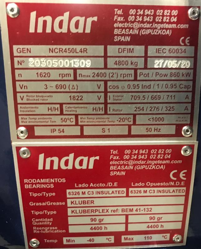 NEW Generator INDAR NCR 450L4R for Gamesa G5x Gamesa G52