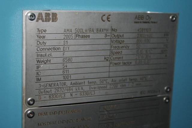 ABB GENERADOR AMA 500 L4/6A BAFH COMPATIBLE CON AEROGENERADORES SIEMENS 2.3/400