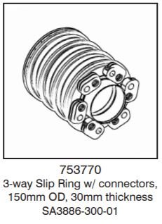 3-way Slip Ring with isolation bush, 150mm outer diameter, 30mm thickness
