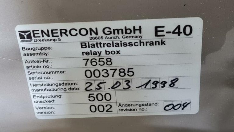Blattrelaisschrank / Relay box für Enercon E-40