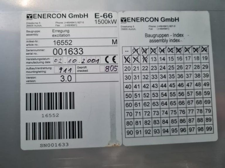 Armario para generador de excitación / de excitación para Enercon E-66