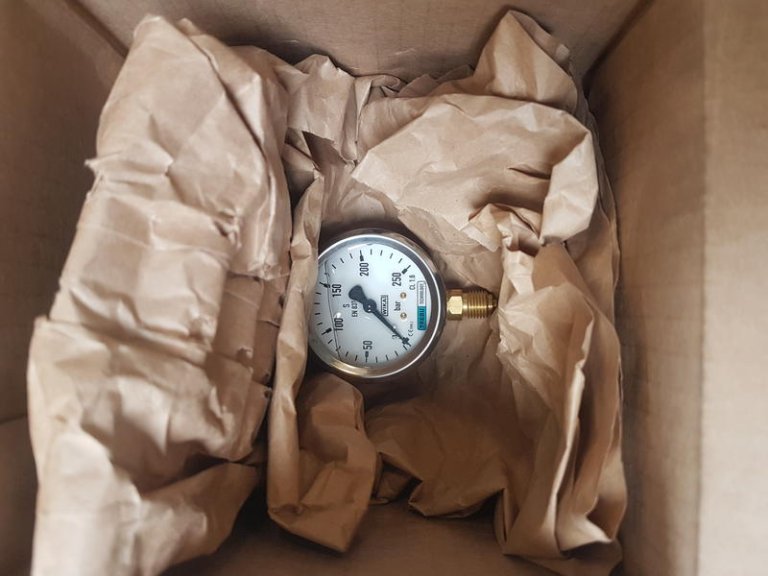 Pressure gauge with G1/4&quot; back-connection, Silicon filling, range to 250 bar max