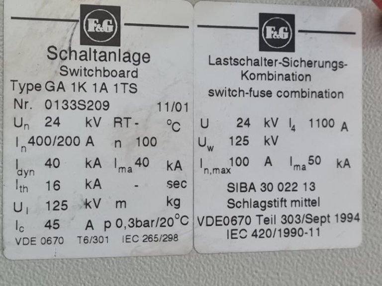 Aparamenta de media tensión + combinación interruptor-fusible de carga / cuadro + combinación interruptor-fusible E-66 / E-70