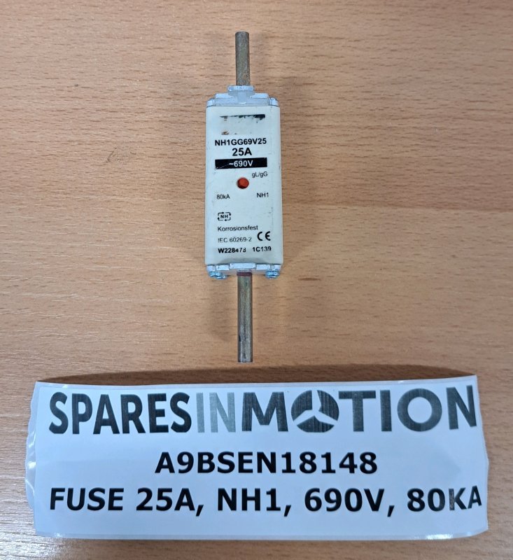 FUSE 25A, NH1, 690V, 80KA Siemens A9BSEN18148