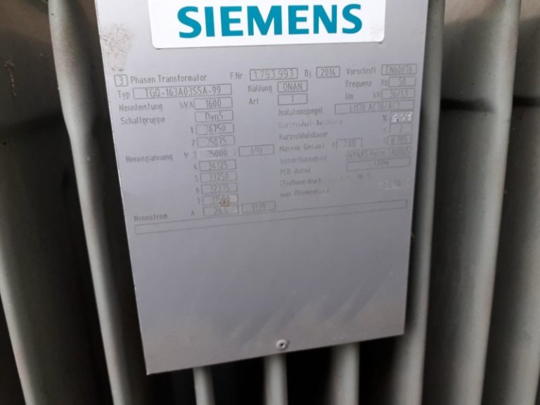 1.600kVA Siemens Transformer 35000/690