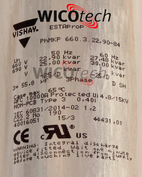 Phase compensation Capacitor Vishay 25kVAr 690V