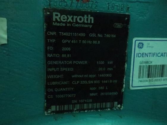 Rexroth GPV 451 T 50Hz 88,8 Caja de cambios para Tacke-GE 1.5S