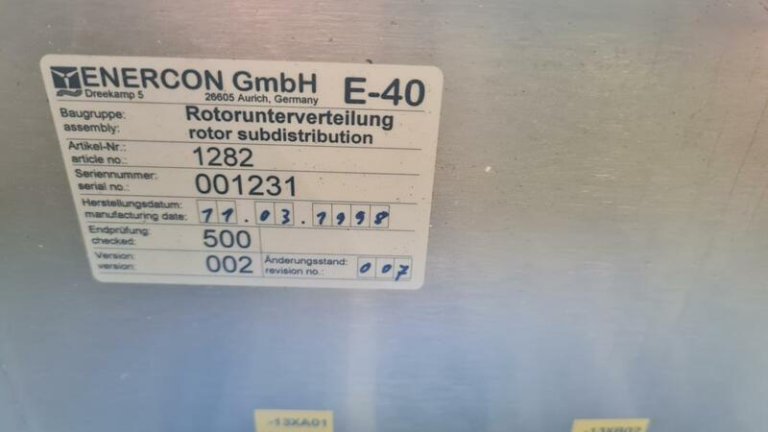 Subdistribución de rotor / distribución de rotor para Enercon E-40