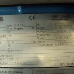Generador ABB HXR 500LN4/6 para aerogeneradores Bionus 1.3