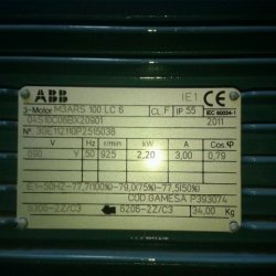 Moteur ABB M2ARS 100LC-6 925 tr/min 2.2kw 3A a 690v 50 Hz