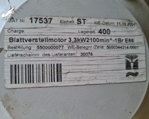 Blattverstellmotor mit Getriebe / pitch motor with gearbox für Enercon E-66 / E-70