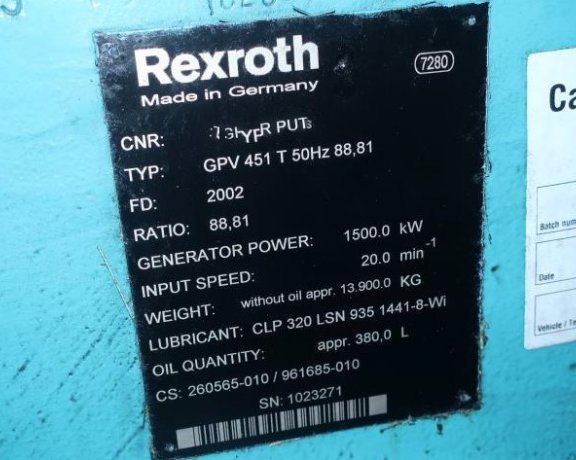 Gearbox Rexroth, GPV 451 T 50Hz i:88,81