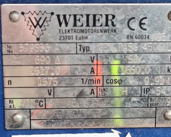 Generator Weier DASG 450 for Vestas V66 RCC