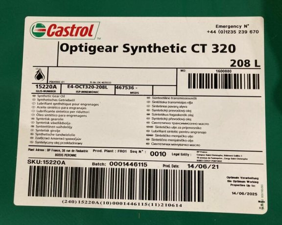 OPTIGEAR SYNTHETIC CT320 208LT