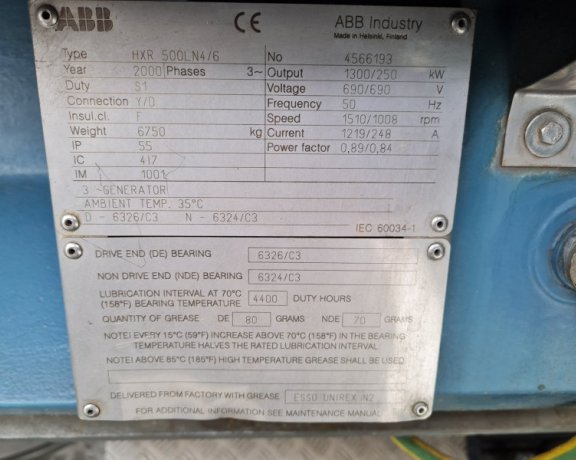  Generator ABB HXR 500 LN 4/6