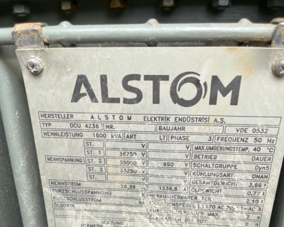 1.600kVA Alstom Transformer 33000/ 690