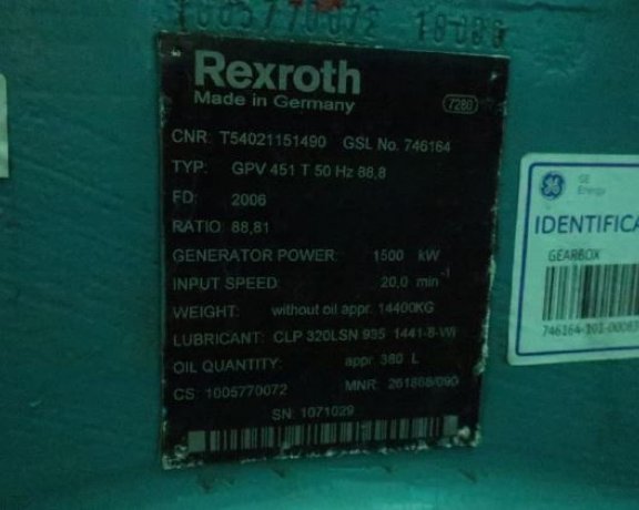 Rexroth GPV 451 T 50Hz 88,8 Getriebe für Tacke-GE 1.5