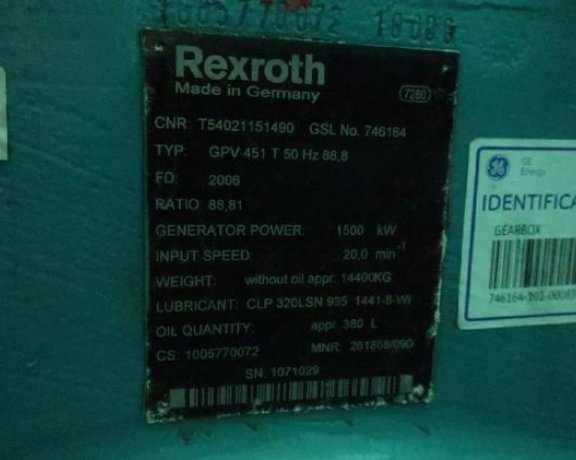 Rexroth GPV 451 T 50Hz 88,8 Caja de cambios para Tacke-GE 1.5S